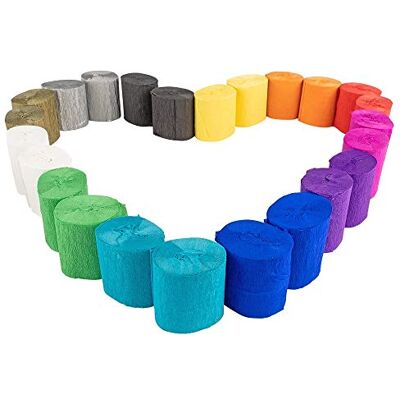 Ideen mit Herz Lot de 24 rouleaux de papier crépon 12 couleurs 10 m par rouleau 5 cm de large 17 g/m², Papier de bricolage Ideen mit Herz Lot de 24 rouleaux de papier crépon 12 couleurs 10 m par rouleau 5 cm de large 17 g/m², Papier de bricolage