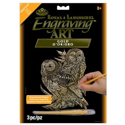 Royal & Langnickel Kit de peinture motif chouettes Doré Format A4 Royal & Langnickel Kit de peinture motif chouettes Doré Format A4