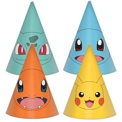amscan Pokémon 9917126 Lot de 8 chapeaux coniques pour fête d'anniversaire d'enfants Motifs assortis amscan Pokémon 9917126 Lot de 8 chapeaux coniques pour fête d'anniversaire d'enfants Motifs assortis