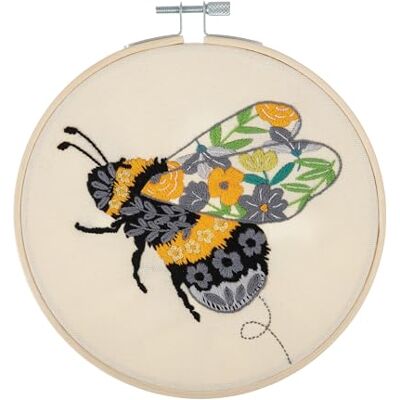Trimits Kit de broderie – 15 cm – Kit de démarrage pour débutant, comprend des fils en bambou, des fils en bambou, un support d'aiguille et des instructions (français non garanti), abeille florale Trimits Kit de broderie – 15 cm – Kit de démarrage pour débutant, comprend des fils en bambou, des fils en bambou, un support d'aiguille et des instructions (français non garanti), abeille florale