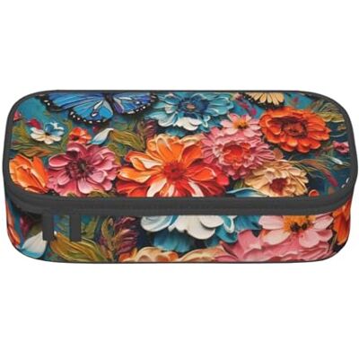 BGSHJVF Trousse à crayons haute capacité avec imprimé fleurs et papillons en tissu Oxford, pour crayons, stylos, plusieurs compartiments, design élégant BGSHJVF Trousse à crayons haute capacité avec imprimé fleurs et papillons en tissu Oxford, pour crayons, stylos, plusieurs compartiments, design élégant