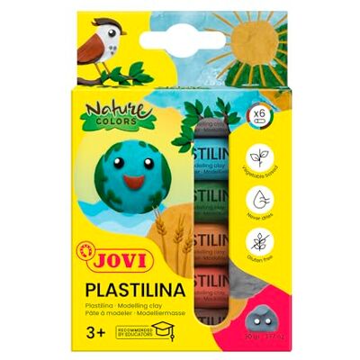 Jovi Coffret de pâte à modeler, 6 barres de 15 grammes, Nature Colors, sans gluten (90/6N) Jovi Coffret de pâte à modeler, 6 barres de 15 grammes, Nature Colors, sans gluten (90/6N)