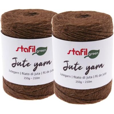 Stafil Lot de 2 pelotes de fil de jute Ø 2 mm 250 g 210 m Couleur marron Stafil Lot de 2 pelotes de fil de jute Ø 2 mm 250 g 210 m Couleur marron