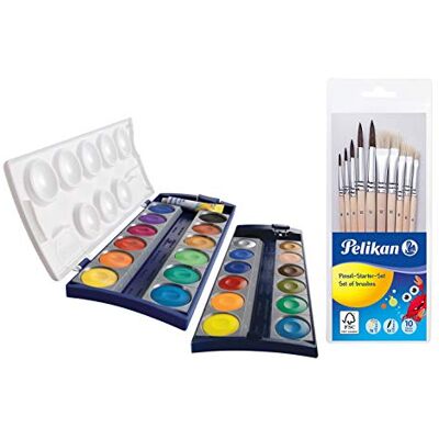 Pelikan Unisexe Jugend 720631 K24 Lot de 24 couleurs de qualité et 1 tube de blanc opaque (7,5 ml), conforme à la norme DIN 5023 (boîte de peinture couvrante + jeu de 10 pinceaux), multicolore Pelikan Unisexe Jugend 720631 K24 Lot de 24 couleurs de qualité et 1 tube de blanc opaque (7,5 ml), conforme à la norme DIN 5023 (boîte de peinture couvrante + jeu de 10 pinceaux), multicolore
