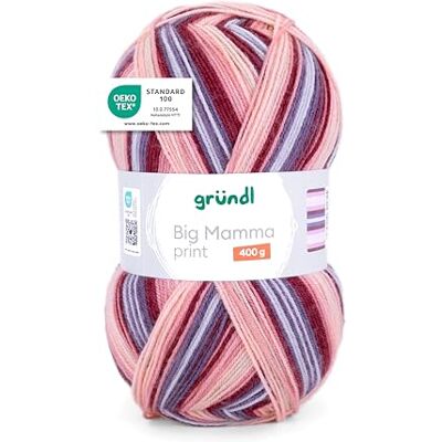 Gründl Big Mamma Print Laine XXL à tricoter Grande pelote 400 g / 1040 m Dégradé de couleurs 100% polyacrylique Saumon, cerise, mauve, bleu clair Big Mamma Print Pelote de laine à tricoter XXL 400 g / 1040 m Dégradé de laine 100 % polyacrylique Gründl Big Mamma Print Laine XXL à tricoter Grande pelote 400 g / 1040 m Dégradé de couleurs 100% polyacrylique Saumon, cerise, mauve, bleu clair Big Mamma Print Pelote de laine à tricoter XXL 400 g / 1040 m Dégradé de laine 100 % polyacrylique