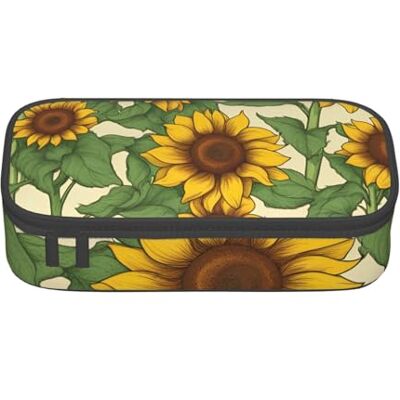 BGSHJVF Trousse à crayons haute capacité avec imprimé tournesol en tissu Oxford, pour crayons, stylos, plusieurs compartiments, design élégant BGSHJVF Trousse à crayons haute capacité avec imprimé tournesol en tissu Oxford, pour crayons, stylos, plusieurs compartiments, design élégant