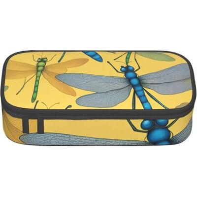 BGSHJVF Trousse à crayons haute capacité avec imprimé libellule colorée en tissu Oxford, pour crayons, stylos, plusieurs compartiments, design élégant BGSHJVF Trousse à crayons haute capacité avec imprimé libellule colorée en tissu Oxford, pour crayons, stylos, plusieurs compartiments, design élégant