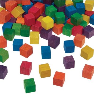 Baker Ross VC200 Mini cubes en bois colorés Lot de 72, petits cubes de loisirs créatifs colorés Baker Ross VC200 Mini cubes en bois colorés Lot de 72, petits cubes de loisirs créatifs colorés