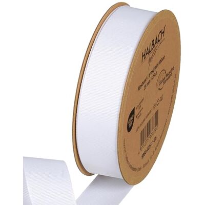 Halbach Seidenbänder Ruban gros-grain de qualité supérieure Largeur : 25 mm Longueur : 25 m Ruban cadeau durable en polyester recyclé Idéal comme ruban Couleur : blanc Halbach Seidenbänder Ruban gros-grain de qualité supérieure Largeur : 25 mm Longueur : 25 m Ruban cadeau durable en polyester recyclé Idéal comme ruban Couleur : blanc