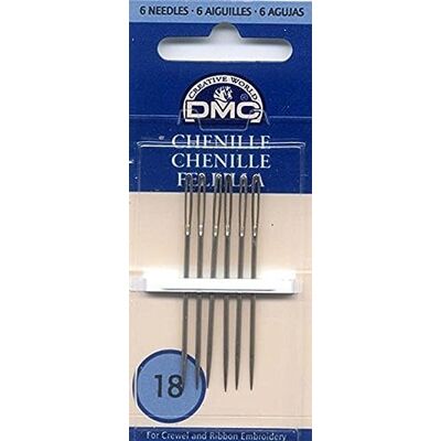 DMC Aiguilles à main chenille 1768-18, lot de 6, taille 18 DMC Aiguilles à main chenille 1768-18, lot de 6, taille 18