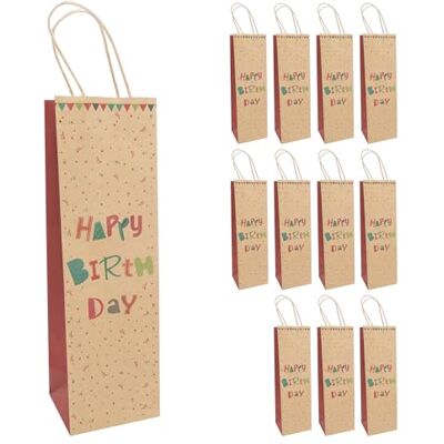 Idena 30397–12 – Lot de 12 sacs pour bouteille « Happy Birthday », 12 x 10 x 39 cm, sacs en papier pour anniversaire Idena 30397–12 – Lot de 12 sacs pour bouteille « Happy Birthday », 12 x 10 x 39 cm, sacs en papier pour anniversaire