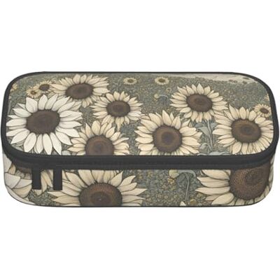 BGSHJVF Trousse à crayons haute capacité avec imprimé tournesols camomille en tissu Oxford, crayons, stylos, plusieurs compartiments, design élégant BGSHJVF Trousse à crayons haute capacité avec imprimé tournesols camomille en tissu Oxford, crayons, stylos, plusieurs compartiments, design élégant