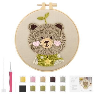 GlasFlength Kit de broderie avec petit ours Kit de broderie Avec fils en tissu Instructions (français non garanti) Pour débutants, enfants, adultes GlasFlength Kit de broderie avec petit ours Kit de broderie Avec fils en tissu Instructions (français non garanti) Pour débutants, enfants, adultes
