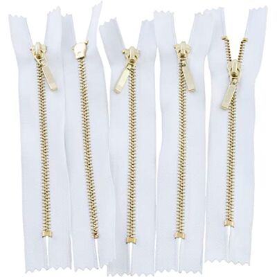 AERZETIX C61449 Lot de 5 Fermeture éclair à glissière non séparable 12 cm en métal à Tirette déco Couleur: Blanc Curseur Jean Gilets Maroquinerie Couture Robe Pantalon mercerie AERZETIX C61449 Lot de 5 Fermeture éclair à glissière non séparable 12 cm en métal à Tirette déco Couleur: Blanc Curseur Jean Gilets Maroquinerie Couture Robe Pantalon mercerie