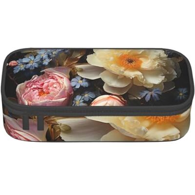BGSHJVF Belle trousse à crayons haute capacité en tissu Oxford avec imprimé de fleurs, plusieurs compartiments, design élégant BGSHJVF Belle trousse à crayons haute capacité en tissu Oxford avec imprimé de fleurs, plusieurs compartiments, design élégant
