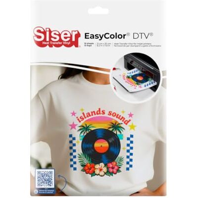 SISER Craft Pack Easy Color DTV Lot de 10 feuilles thermovinyle A4 Compatible avec imprimantes jet d'encre Vinyle thermocollant imprimable SISER Craft Pack Easy Color DTV Lot de 10 feuilles thermovinyle A4 Compatible avec imprimantes jet d'encre Vinyle thermocollant imprimable