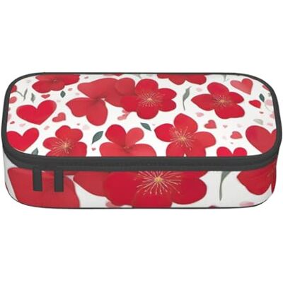 BGSHJVF Trousse à crayons haute capacité en tissu Oxford avec plusieurs compartiments pour la Saint Valentin Motif cœurs rouges BGSHJVF Trousse à crayons haute capacité en tissu Oxford avec plusieurs compartiments pour la Saint Valentin Motif cœurs rouges