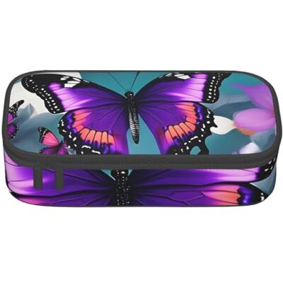 BGSHJVF Trousse à crayons haute capacité en tissu Oxford avec motifs papillons et fleurs Violet BGSHJVF Trousse à crayons haute capacité en tissu Oxford avec motifs papillons et fleurs Violet