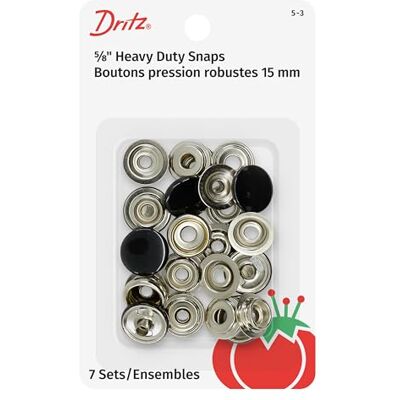 Dritz Lot de 7 boutons-pression robustes de 1,6 cm Noir Dritz Lot de 7 boutons-pression robustes de 1,6 cm Noir