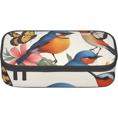 BGSHJVF Trousse à crayons haute capacité avec imprimé oiseaux, fleurs, papillons, tissu Oxford, crayons, stylos, plusieurs compartiments, design élégant BGSHJVF Trousse à crayons haute capacité avec imprimé oiseaux, fleurs, papillons, tissu Oxford, crayons, stylos, plusieurs compartiments, design élégant