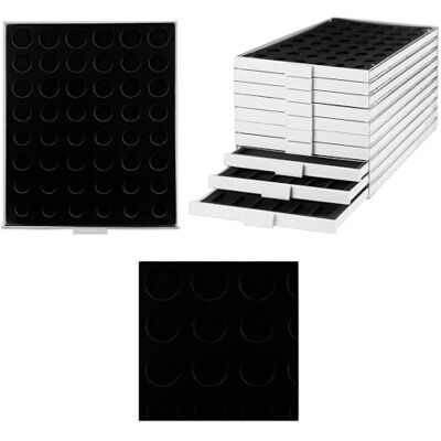 Prophila Collection Prophila Boîte à pièces, grise, 48 compartiments ronds, pour pièces de 1 cent à 2 €, non encapsulée, insert noir Prophila Collection Prophila Boîte à pièces, grise, 48 compartiments ronds, pour pièces de 1 cent à 2 €, non encapsulée, insert noir