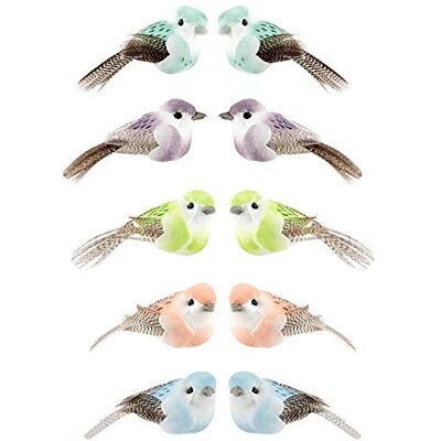 Ideen mit Herz Lot de 10 oiseaux à plumes décoratives Oiseaux artificiels 5 cm x 2,4 cm x 2,3 cm 5 couleurs Ideen mit Herz Lot de 10 oiseaux à plumes décoratives Oiseaux artificiels 5 cm x 2,4 cm x 2,3 cm 5 couleurs