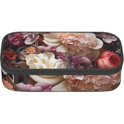 BGSHJVF Belle trousse à crayons haute capacité en tissu Oxford avec imprimé de fleurs, plusieurs compartiments, design élégant BGSHJVF Belle trousse à crayons haute capacité en tissu Oxford avec imprimé de fleurs, plusieurs compartiments, design élégant
