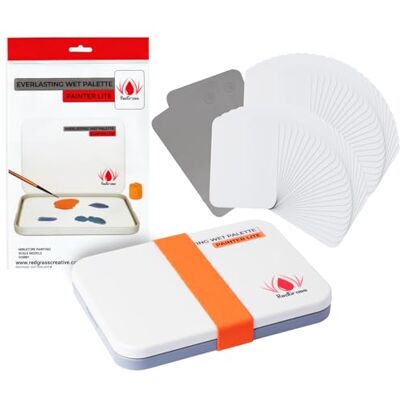Redgrassgames Everlasting Wet Palette Painter Lite 22,6 cm pour peinture miniature et peintures acryliques – Garde les peintures fraîches, approuvées par les peintres professionnels – Palette de peinture avec couvercle, joint, 50 feuilles, 2 mousses Redgrassgames Everlasting Wet Palette Painter Lite 22,6 cm pour peinture miniature et peintures acryliques – Garde les peintures fraîches, approuvées par les peintres professionnels – Palette de peinture avec couvercle, joint, 50 feuilles, 2 mousses