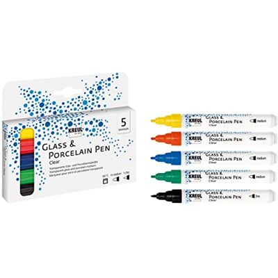KREUL 42650 Lot de 4 stylos en verre et porcelaine en jaune, rouge, bleu, vert et noir Épaisseur du trait : env. 2 à 4 mm Peinture transparente en verre et porcelaine à base d'eau KREUL 42650 Lot de 4 stylos en verre et porcelaine en jaune, rouge, bleu, vert et noir Épaisseur du trait : env. 2 à 4 mm Peinture transparente en verre et porcelaine à base d'eau