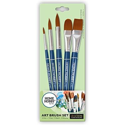 HomeHobby by 3L Lot de 5 pinceaux pour art Bleu et marron Tailles mixtes HomeHobby by 3L Lot de 5 pinceaux pour art Bleu et marron Tailles mixtes
