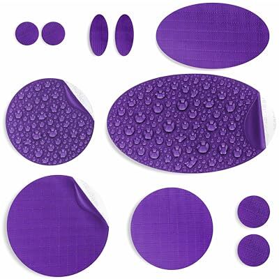 aZengear Patchs de réparation de doudoune Prédécoupés, autocollants, imperméables, résistants aux déchirures en nylon pour fixer des trous dans les vêtements (11 pièces, Violet) aZengear Patchs de réparation de doudoune Prédécoupés, autocollants, imperméables, résistants aux déchirures en nylon pour fixer des trous dans les vêtements (11 pièces, Violet)