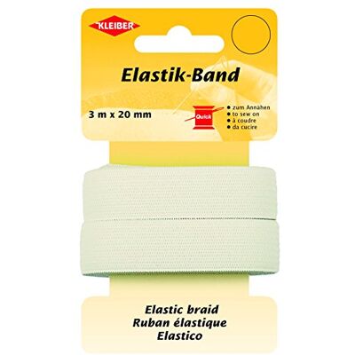 Kleiber 71073 Bande élastique/Large Bande en Caoutchouc, 72% Polyester – 28% Caoutchouc, Blanc, 300 x 2 x 1 cm Kleiber 71073 Bande élastique/Large Bande en Caoutchouc, 72% Polyester – 28% Caoutchouc, Blanc, 300 x 2 x 1 cm