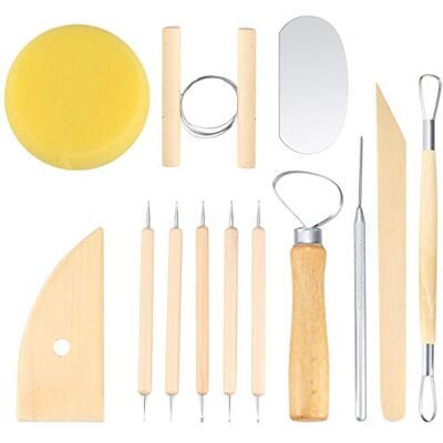 HAOCHEN Set Outils Poterie 12 Pièces, Kit Poterie Sculpture Argile, Accesoire Ceramique Poterie Pate à Modeler, Artiste Argile pour Sculpture, DIY, Modélisation HAOCHEN Set Outils Poterie 12 Pièces, Kit Poterie Sculpture Argile, Accesoire Ceramique Poterie Pate à Modeler, Artiste Argile pour Sculpture, DIY, Modélisation