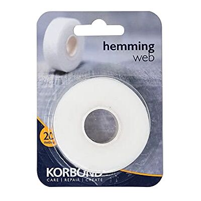 KORBOND Ruban d'ourlet 20 m x 2 cm À repasser Sans ruban adhésif à coudre Parfait pour coller et bricoler Blanc 20 m KORBOND Ruban d'ourlet 20 m x 2 cm À repasser Sans ruban adhésif à coudre Parfait pour coller et bricoler Blanc 20 m