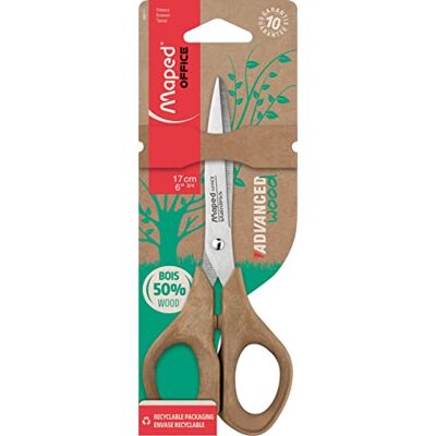 Maped Ciseaux Advanced 50% PP Wood Bout Pointu Lames et Rivet en Acier Inoxydable Poignées Ergonomiques 3D à 50% en Poudre de Bois Garantis 10 ans Ciseaux 17 cm Maped Ciseaux Advanced 50% PP Wood Bout Pointu Lames et Rivet en Acier Inoxydable Poignées Ergonomiques 3D à 50% en Poudre de Bois Garantis 10 ans Ciseaux 17 cm