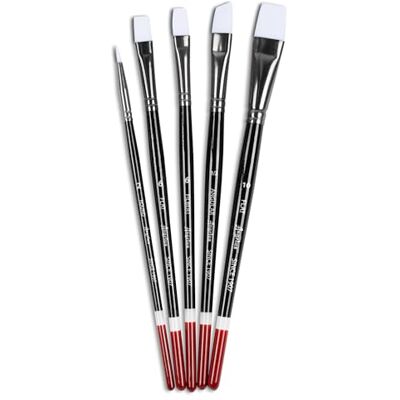 Angelus Lot de 5 pinceaux ronds plats et angulaires pour peinture acrylique Angelus Lot de 5 pinceaux ronds plats et angulaires pour peinture acrylique