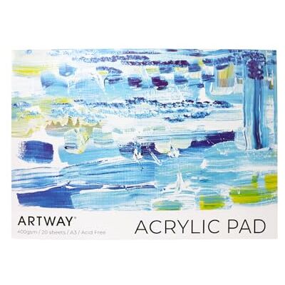 Artway A3 Bloc Papier Acrylique 20 Feuilles 400 g/m² Préapprêté Grain Toile Mat, Sans Acide, Bord Collé Détachable pour Acrylique, Techniques Mixtes & Études à l'Huile Artway A3 Bloc Papier Acrylique 20 Feuilles 400 g/m² Préapprêté Grain Toile Mat, Sans Acide, Bord Collé Détachable pour Acrylique, Techniques Mixtes & Études à l'Huile