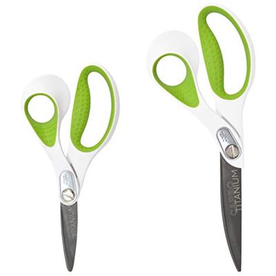Westcott 7- and 9-Inch CarboTitanium Fabric Scissors for Fabric Cutting, Quilting, and Sewing Projects, White/Green, 2 Pack Westcott 7- and 9-Inch CarboTitanium Fabric Scissors for Fabric Cutting, Quilting, and Sewing Projects, White/Green, 2 Pack