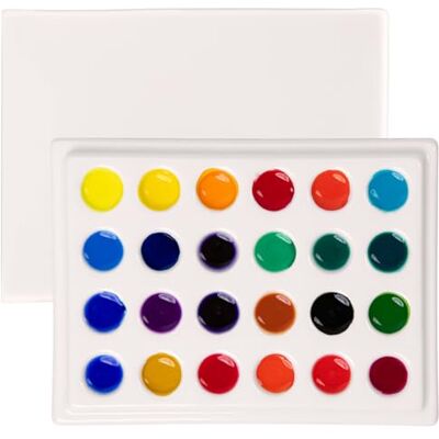 MEEDEN 24 Puits Palette de Peinture Aquarelle en Céramique avec Couvercle, Palette d'artiste de Mélange de Porcelaine 15.3 x 11.5cm (6 x 4.5 Pouces) pour la Aquarelle Gouache Peinture Coloration MEEDEN 24 Puits Palette de Peinture Aquarelle en Céramique avec Couvercle, Palette d'artiste de Mélange de Porcelaine 15.3 x 11.5cm (6 x 4.5 Pouces) pour la Aquarelle Gouache Peinture Coloration