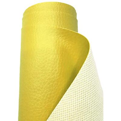 A-Express Tissu en similicuir grainé imperméable et résistant en vinyle Jaune Demi mètre 50 cm x 140 cm A-Express Tissu en similicuir grainé imperméable et résistant en vinyle Jaune Demi mètre 50 cm x 140 cm