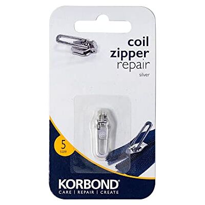 KORBOND Kit de réparation de fermeture éclair – Taille 5 – Fermeture éclair argentée – Kit de remplacement instantané et facile de fermeture éclair KORBOND Kit de réparation de fermeture éclair – Taille 5 – Fermeture éclair argentée – Kit de remplacement instantané et facile de fermeture éclair