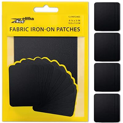 ZEFFFKA Lot de 12 patchs thermocollants en tissu pour intérieur et extérieur Colle la plus forte 100% coton Noir Taille 7,6 x 10,2 cm ZEFFFKA Lot de 12 patchs thermocollants en tissu pour intérieur et extérieur Colle la plus forte 100% coton Noir Taille 7,6 x 10,2 cm
