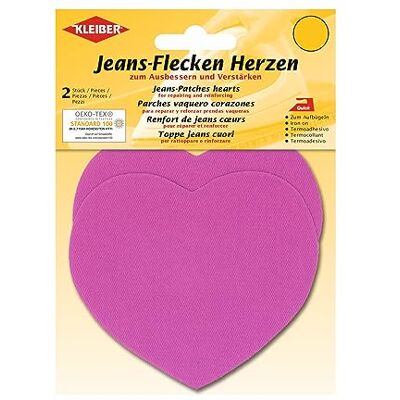 Kleiber Patchs thermocollant Denim pour Jeans Motif Coeur, Rose Kleiber Patchs thermocollant Denim pour Jeans Motif Coeur, Rose