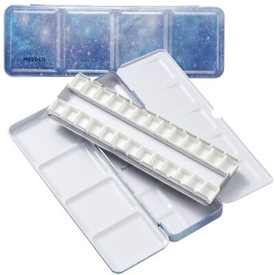 MEEDEN Palette Aquarelle Vide de Poche: Boîte Aquarelle de Voyage en Métal avec 24 Demi-godets Palette de Peinture Portable pour Artistes et Amateurs de Peinture MEEDEN Palette Aquarelle Vide de Poche: Boîte Aquarelle de Voyage en Métal avec 24 Demi-godets Palette de Peinture Portable pour Artistes et Amateurs de Peinture