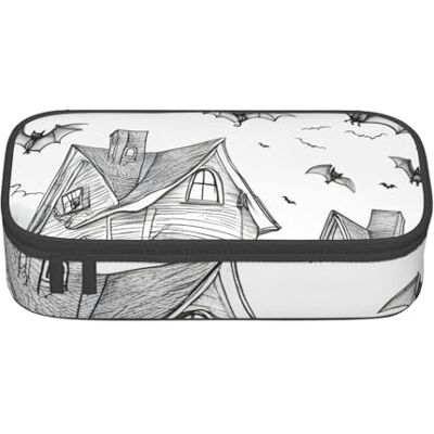 BGSHJVF Trousse à crayons haute capacité avec imprimé chauve-souris volantes d'Halloween, tissu Oxford, crayons, stylos, plusieurs compartiments, design élégant BGSHJVF Trousse à crayons haute capacité avec imprimé chauve-souris volantes d'Halloween, tissu Oxford, crayons, stylos, plusieurs compartiments, design élégant