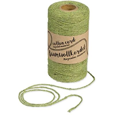 Halbach Fil de coton recyclé Largeur : 1 mm Longueur : 220 m Fil de coton durable pour macramé ou bricolage Couleur : vert olive Halbach Fil de coton recyclé Largeur : 1 mm Longueur : 220 m Fil de coton durable pour macramé ou bricolage Couleur : vert olive