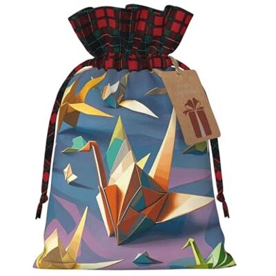 PAQOLSMCKR Sac cadeau de Noël en papier origami Sacs de Noël pour fournitures de fête de Noël Sac à cordon de serrage Sacs d'emballage pour cadeaux de fête PAQOLSMCKR Sac cadeau de Noël en papier origami Sacs de Noël pour fournitures de fête de Noël Sac à cordon de serrage Sacs d'emballage pour cadeaux de fête