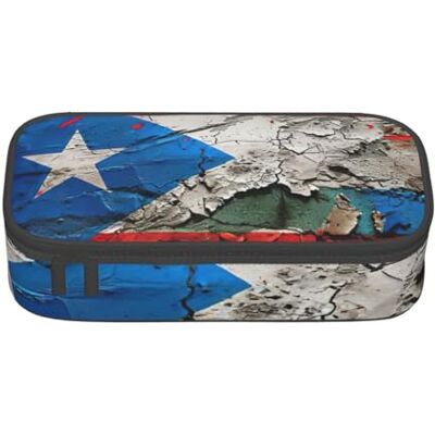 BGSHJVF Porto Rico Trousse à crayons haute capacité en tissu Oxford avec plusieurs compartiments Motif drapeau BGSHJVF Porto Rico Trousse à crayons haute capacité en tissu Oxford avec plusieurs compartiments Motif drapeau