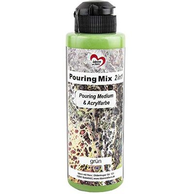 Ideen mit Herz Pouring Mix 2 en 1 Pouring Medium & Peinture acrylique 180 ml Pas besoin de mélanger avec du fluide, du milieu ou de l'huile de silicone (vert) Ideen mit Herz Pouring Mix 2 en 1 Pouring Medium & Peinture acrylique 180 ml Pas besoin de mélanger avec du fluide, du milieu ou de l'huile de silicone (vert)