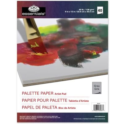 Royal & Langnickel Royal and Langnickel Lot de 40 feuilles de papier à palette Gris 9 x 12 Royal & Langnickel Royal and Langnickel Lot de 40 feuilles de papier à palette Gris 9 x 12